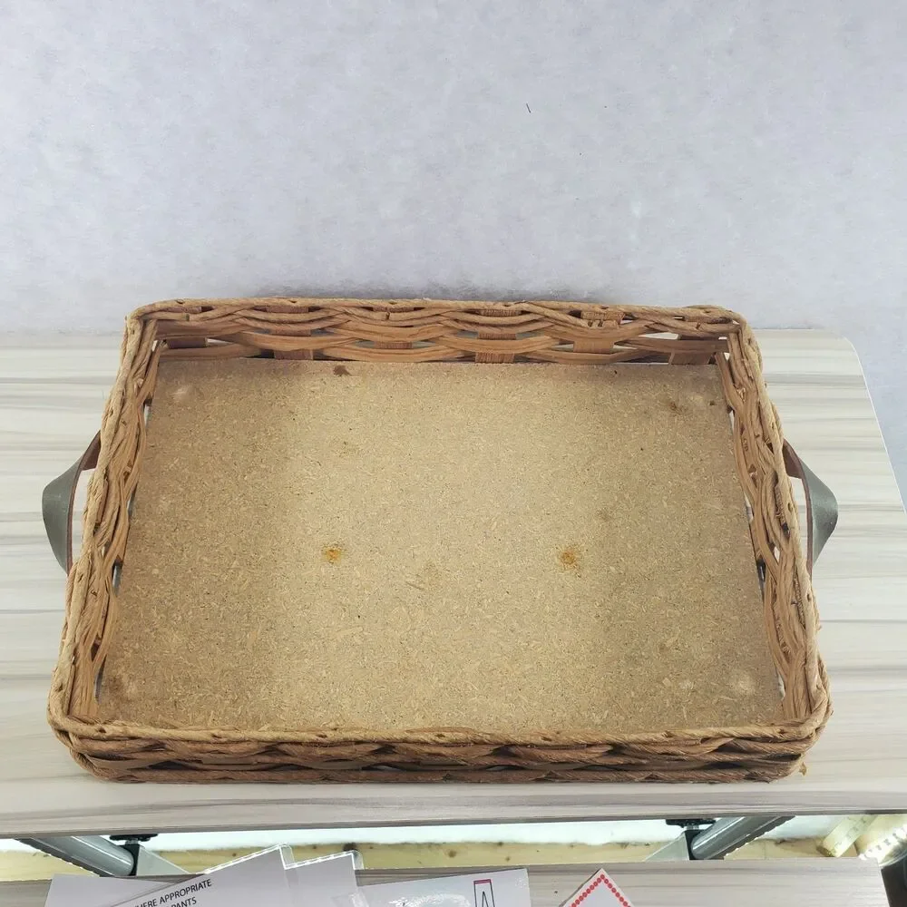 Vintage Pyrex Wicker Casserole Dish 9x13 Carrier leather handles woven Rafia